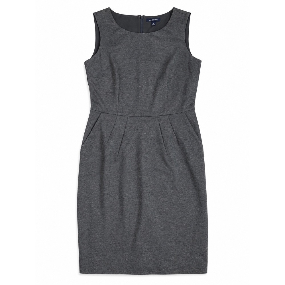 Lands End Sheath Dress Sleeveless Pockets Womens 8 Gray Workwear Corporate Chic